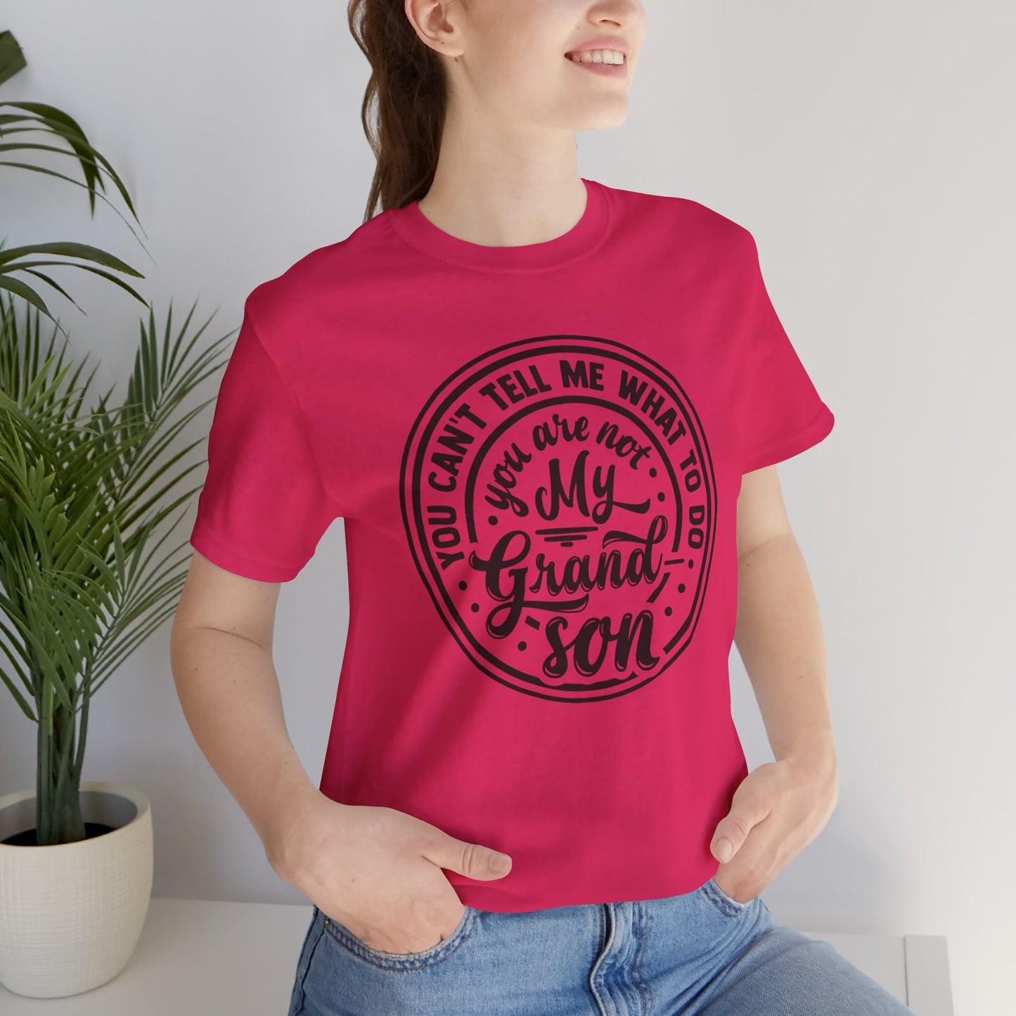 My Grandson Says, Unisex Jersey Tee, Funny Grandson Shirt, Gift for Grandpa, Family Reunion Tee, Kids' Humor Tee, Birthday Gift