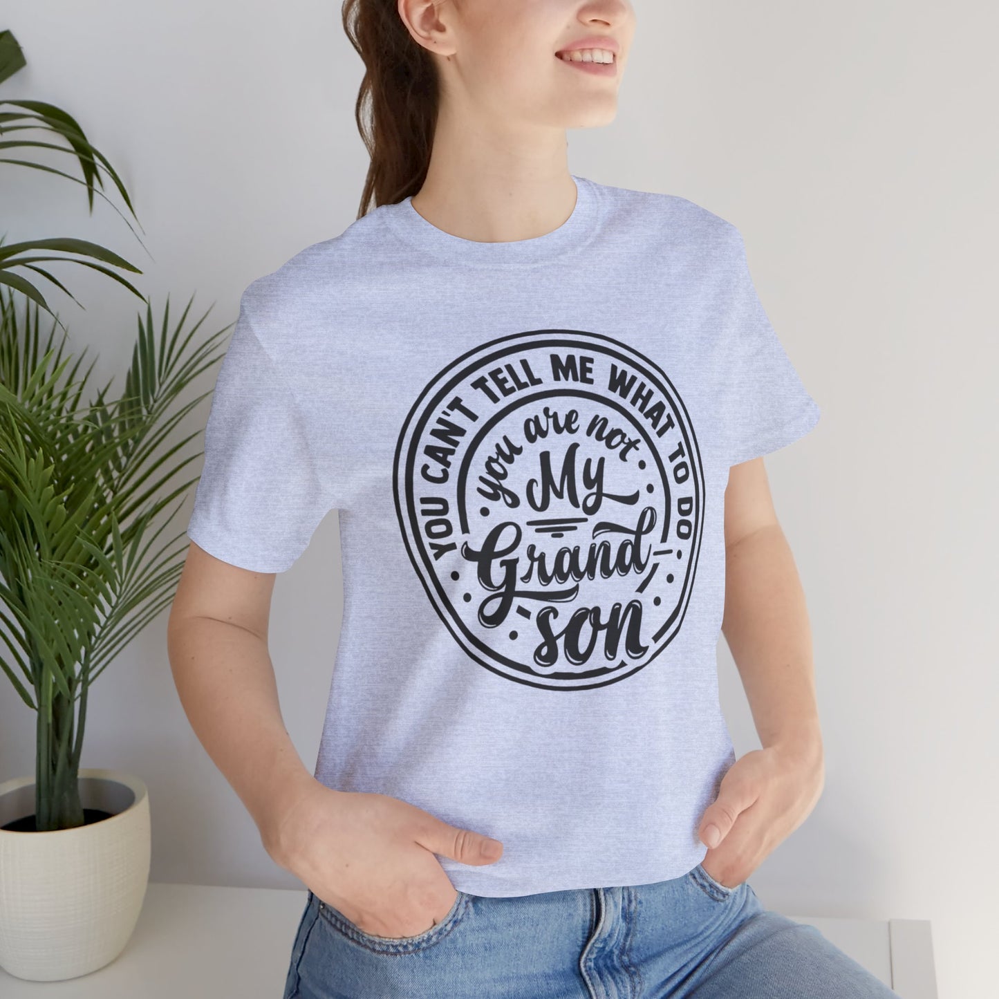 My Grandson Says, Unisex Jersey Tee, Funny Grandson Shirt, Gift for Grandpa, Family Reunion Tee, Kids' Humor Tee, Birthday Gift