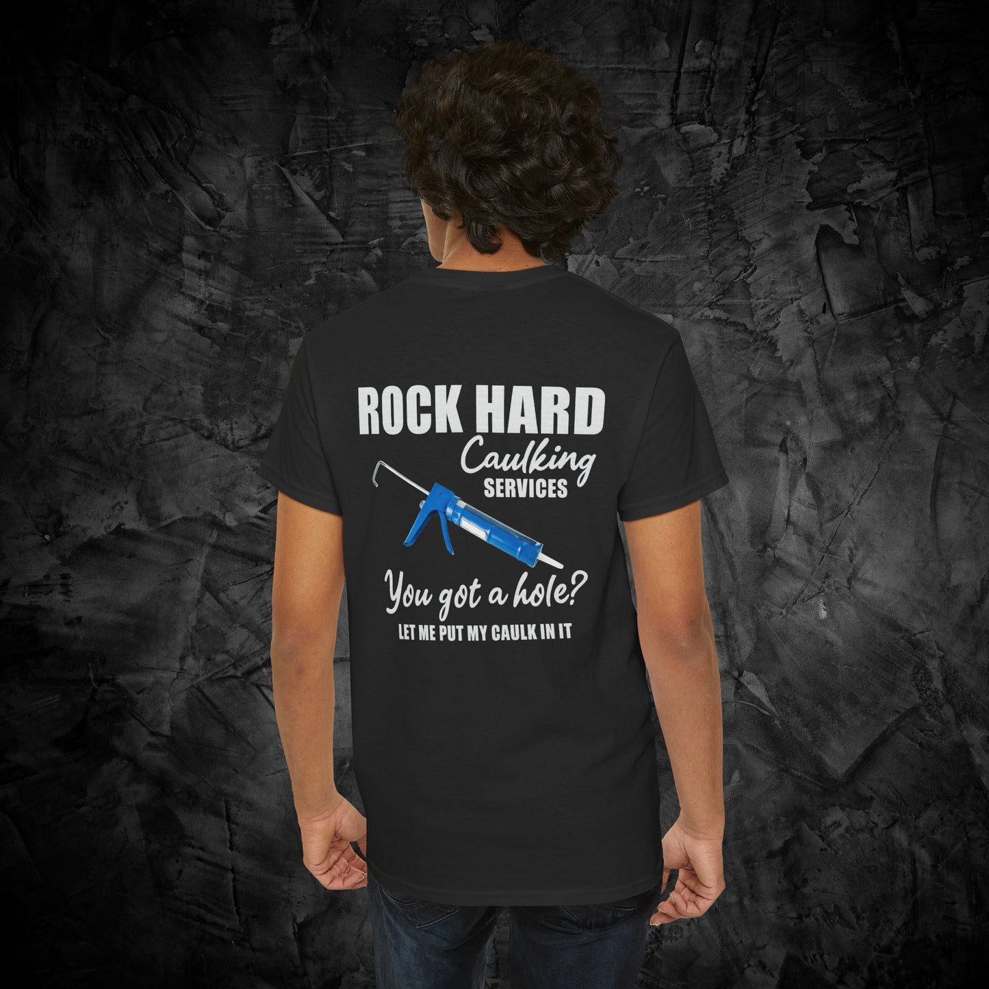 Rock Hard Caulking Services Unisex Heavy Cotton Tee, Funny Construction Worker Shirt, Gift for Handyman, Casual Workwear, Father's Day Tee