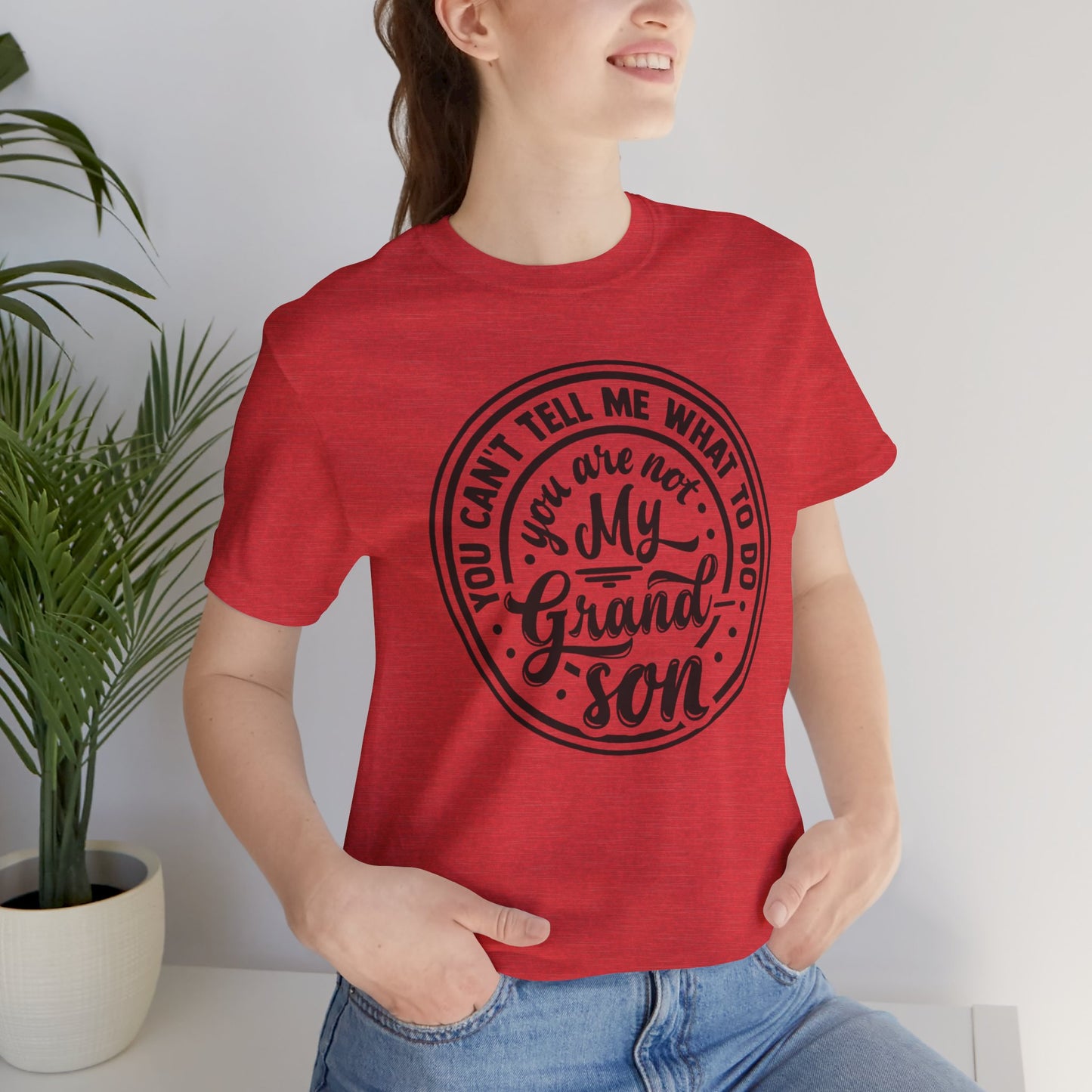 My Grandson Says, Unisex Jersey Tee, Funny Grandson Shirt, Gift for Grandpa, Family Reunion Tee, Kids' Humor Tee, Birthday Gift