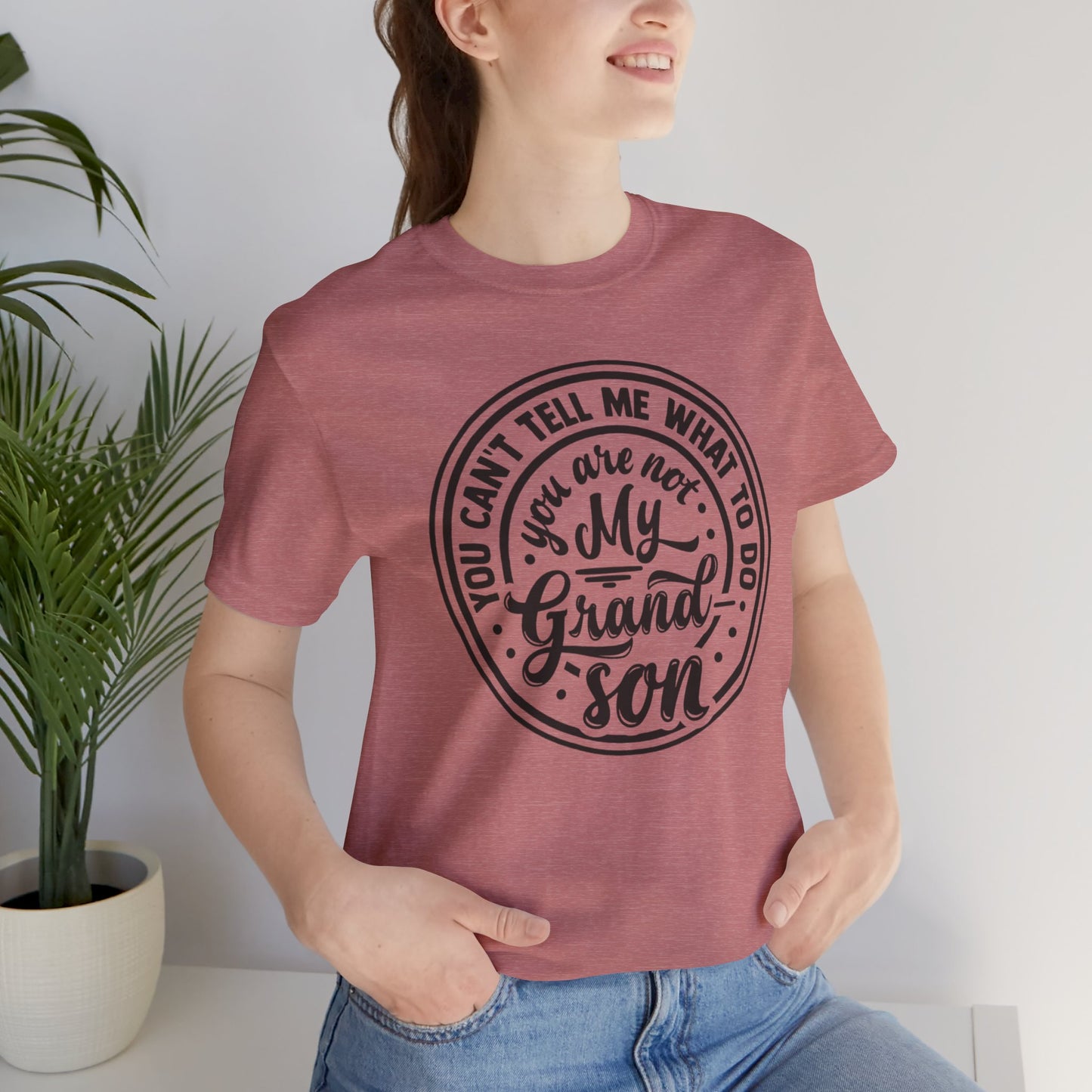 My Grandson Says, Unisex Jersey Tee, Funny Grandson Shirt, Gift for Grandpa, Family Reunion Tee, Kids' Humor Tee, Birthday Gift