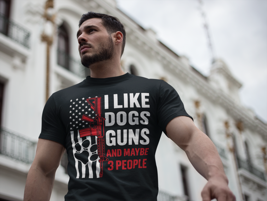 Dogs Guns People Shirt Design - Graphic T Shirt