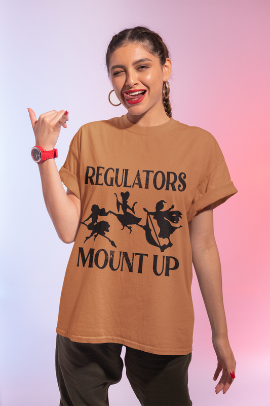 Regulators Mount Up Cotton Tee, Retro Graphic Shirt, Casual Unisex Tee, Fun Gift for Friends, Music and Arts Enthusiasts
