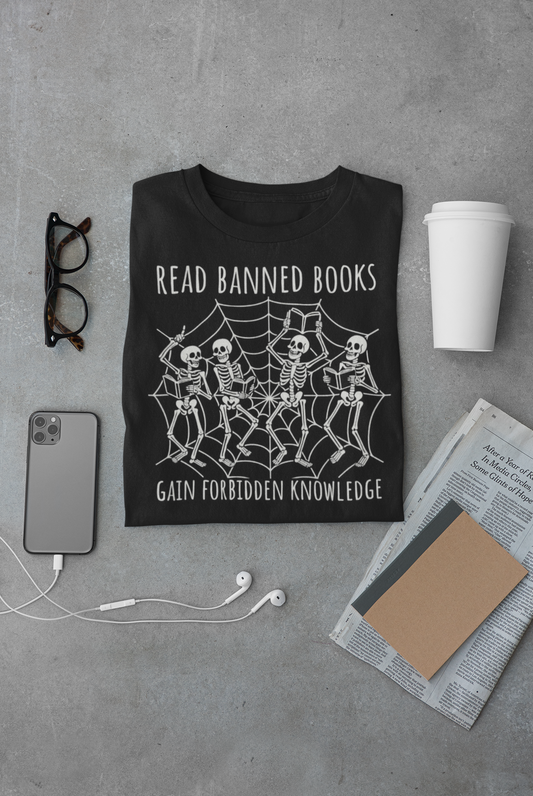 Spooky Knowledge Tee | Read Banned Books | Gifts for Book Lovers, Halloween Apparel, Literary T-Shirt, Unisex Graphic Top, Education Pride