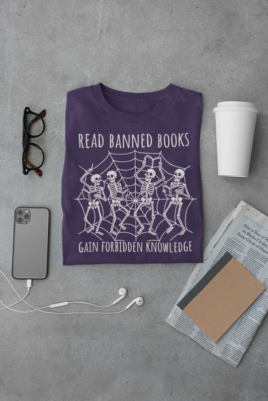 Spooky Knowledge Tee | Read Banned Books | Gifts for Book Lovers, Halloween Apparel, Literary T-Shirt, Unisex Graphic Top, Education Pride