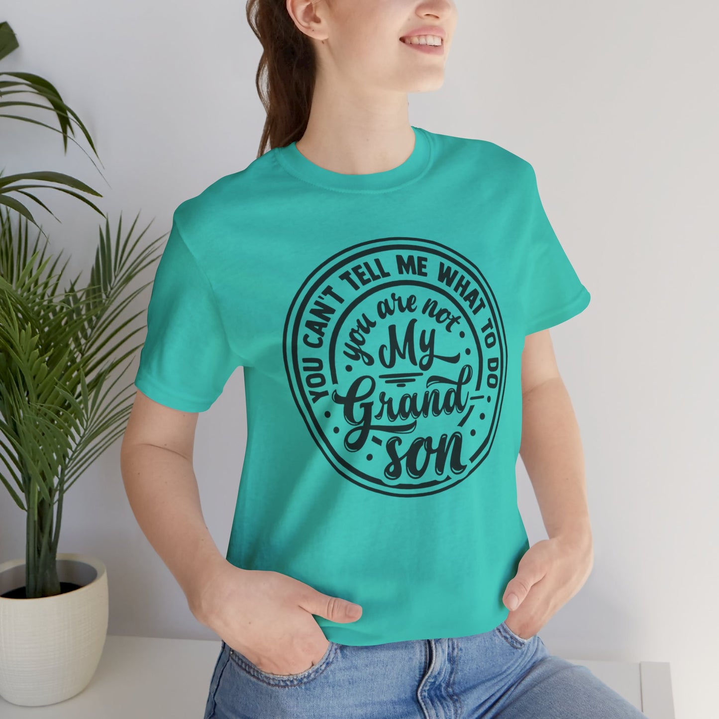 My Grandson Says, Unisex Jersey Tee, Funny Grandson Shirt, Gift for Grandpa, Family Reunion Tee, Kids' Humor Tee, Birthday Gift