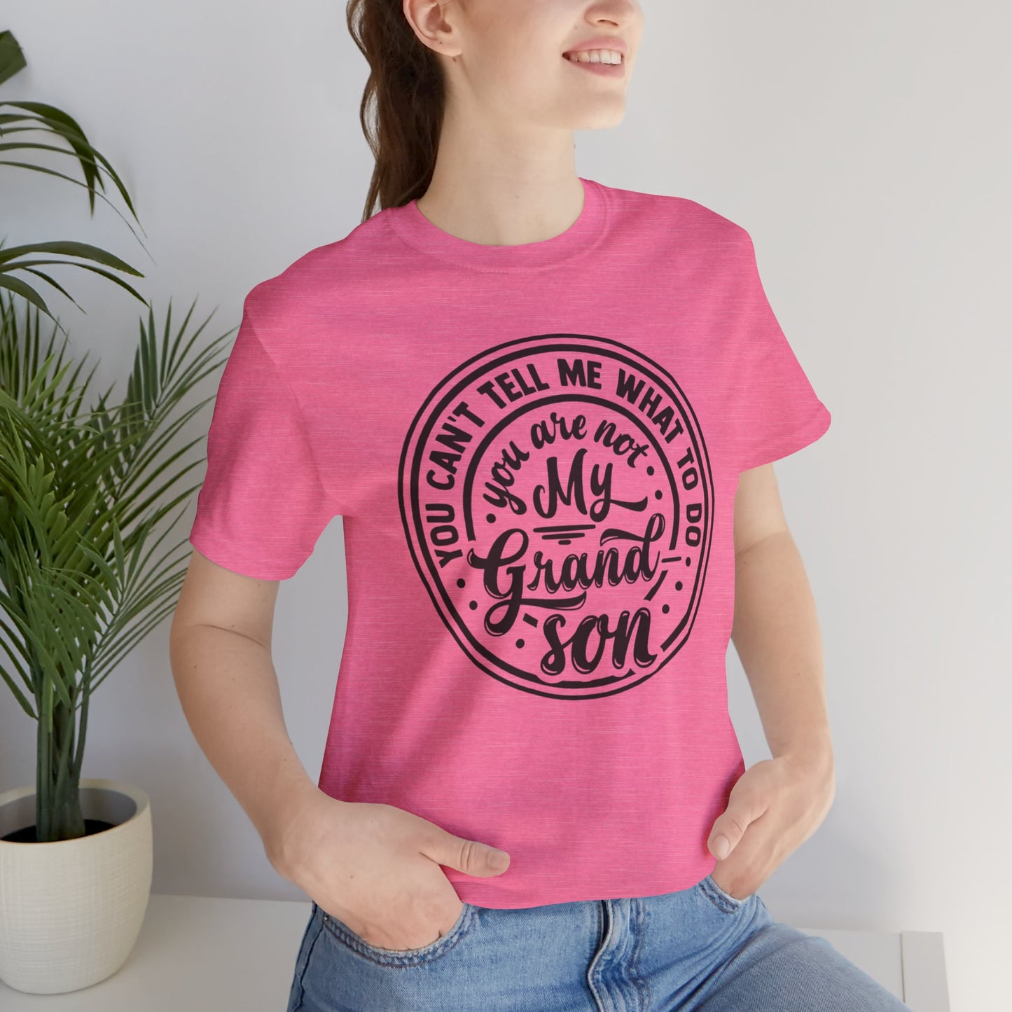 My Grandson Says, Unisex Jersey Tee, Funny Grandson Shirt, Gift for Grandpa, Family Reunion Tee, Kids' Humor Tee, Birthday Gift
