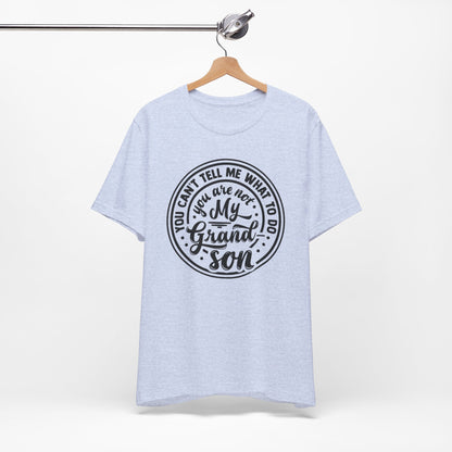 My Grandson Says, Unisex Jersey Tee, Funny Grandson Shirt, Gift for Grandpa, Family Reunion Tee, Kids' Humor Tee, Birthday Gift