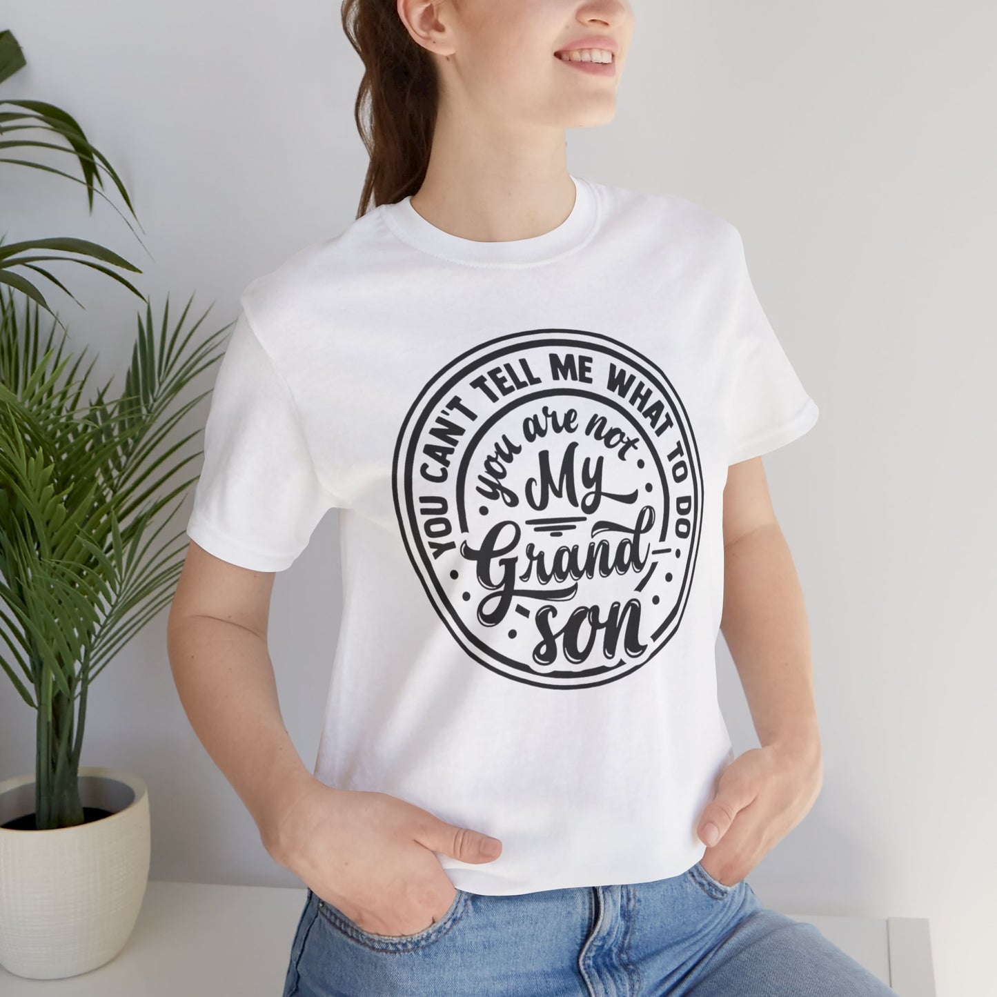 My Grandson Says, Unisex Jersey Tee, Funny Grandson Shirt, Gift for Grandpa, Family Reunion Tee, Kids' Humor Tee, Birthday Gift