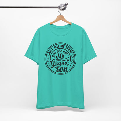 My Grandson Says, Unisex Jersey Tee, Funny Grandson Shirt, Gift for Grandpa, Family Reunion Tee, Kids' Humor Tee, Birthday Gift